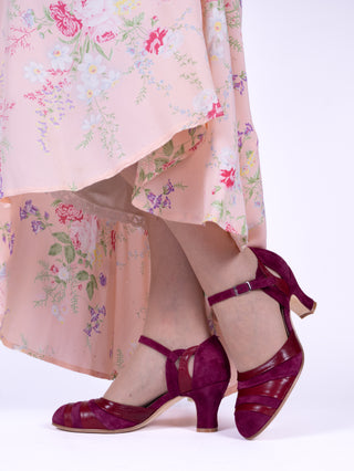 Early 1930s  Art Deco evening sandals - Burgundy - Thelma