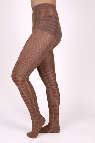 1920'er mønstrede strømpebukser i bomuld - Karamel/orange - Dorothy