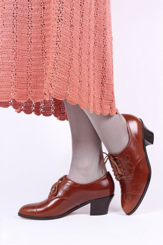 Classic 1930s Oxfords - Cognac Brown - Juliette - memery