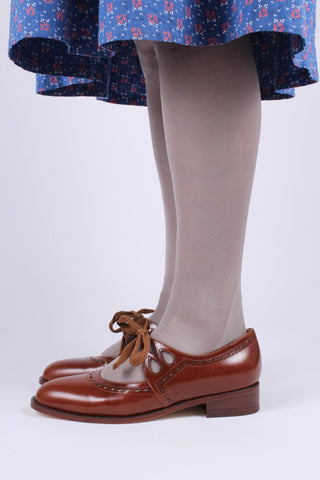 Early 1930s flats with cutouts - Cognac Brown - Anna - memery
