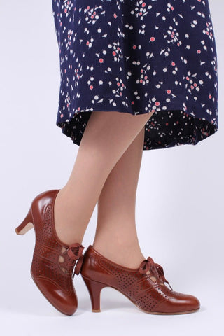 Early 1930s oxford high heels - Cognac Brown - Marie - memery