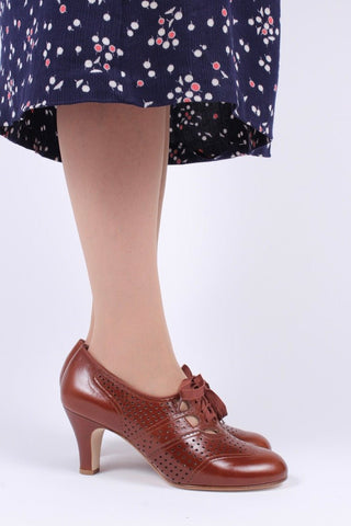 Early 1930s oxford high heels - Cognac Brown - Marie - memery