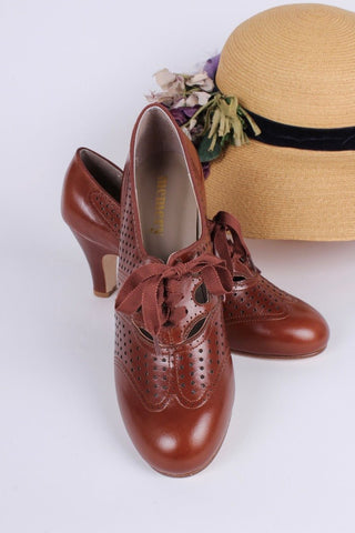 Early 1930s oxford high heels - Cognac Brown - Marie - memery