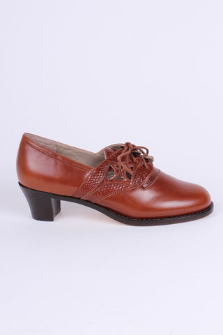 Early 1940s everyday lace - up shoes - Cognac brown - Emily - memery