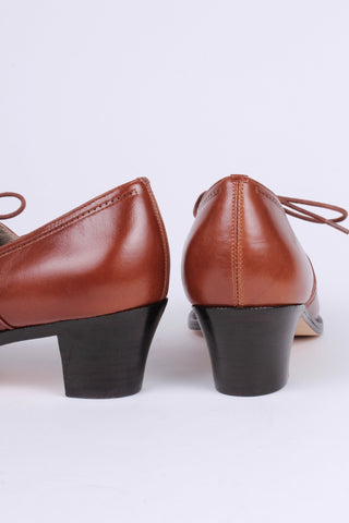 Early 1940s everyday lace - up shoes - Cognac brown - Emily - memery