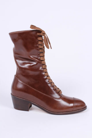 Edwardian everyday walking boot, 1910 - brown - Alice - memery