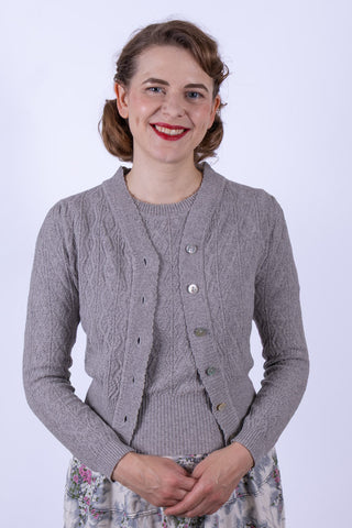 1940'er / 1950'er style bluse - Meleret grå - Evelyn