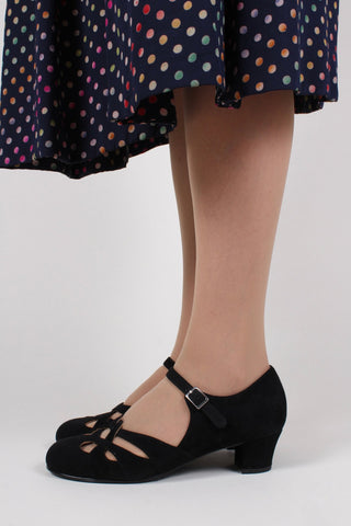 Late 1930s / early 1940s suede shoes - Black - Ida - memery