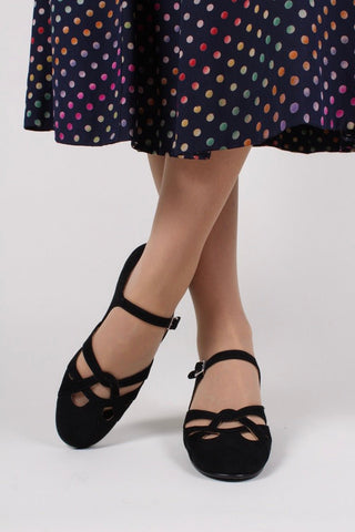 Late 1930s / early 1940s suede shoes - Black - Ida - memery