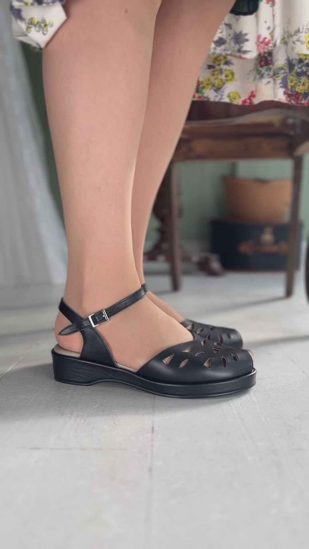 40' er / 50'er style sandal / wedge - Sort - Sidse