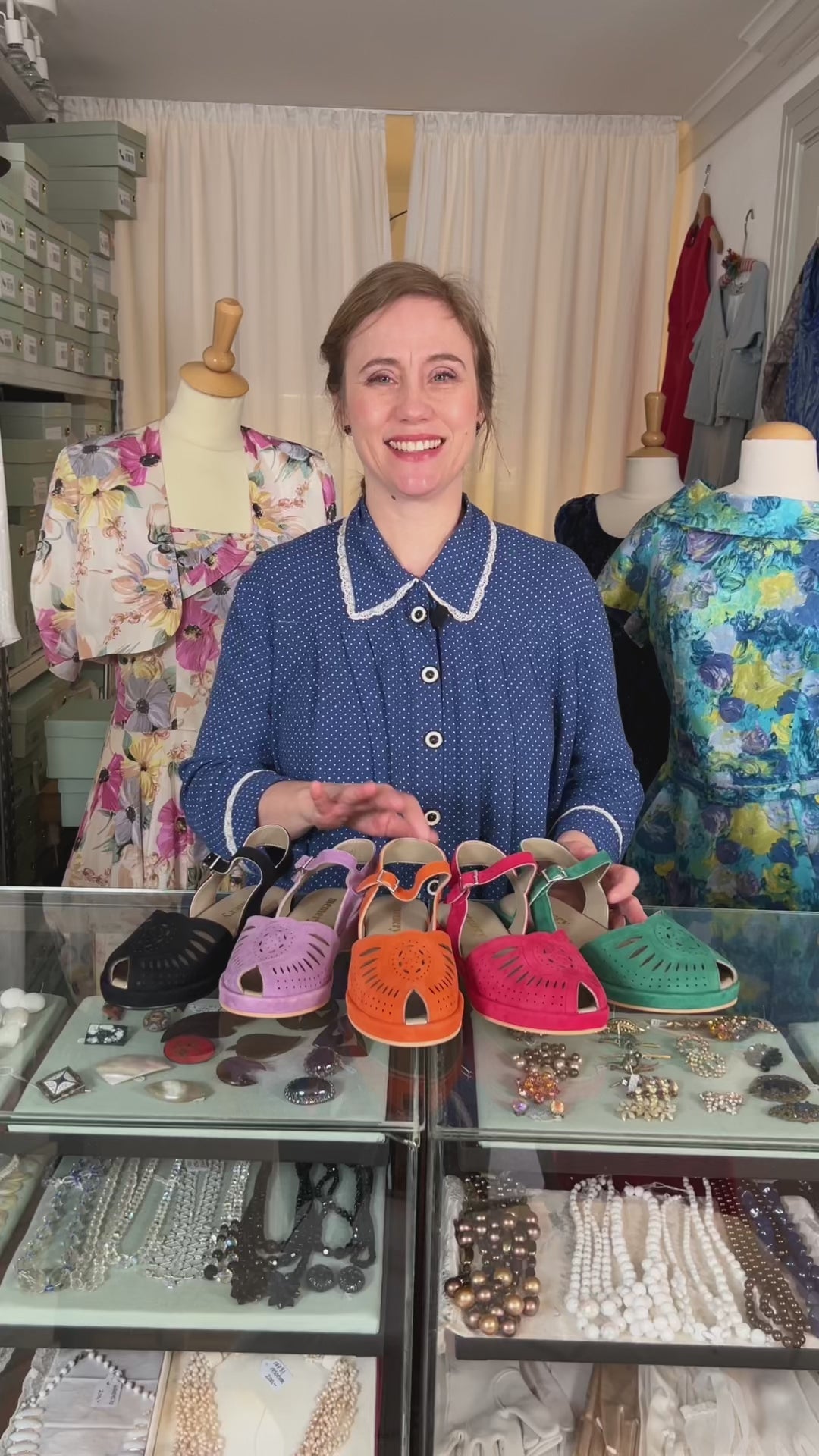 Bløde 1940'er / 1950'er inspirerede sandaler - Sort - Ella