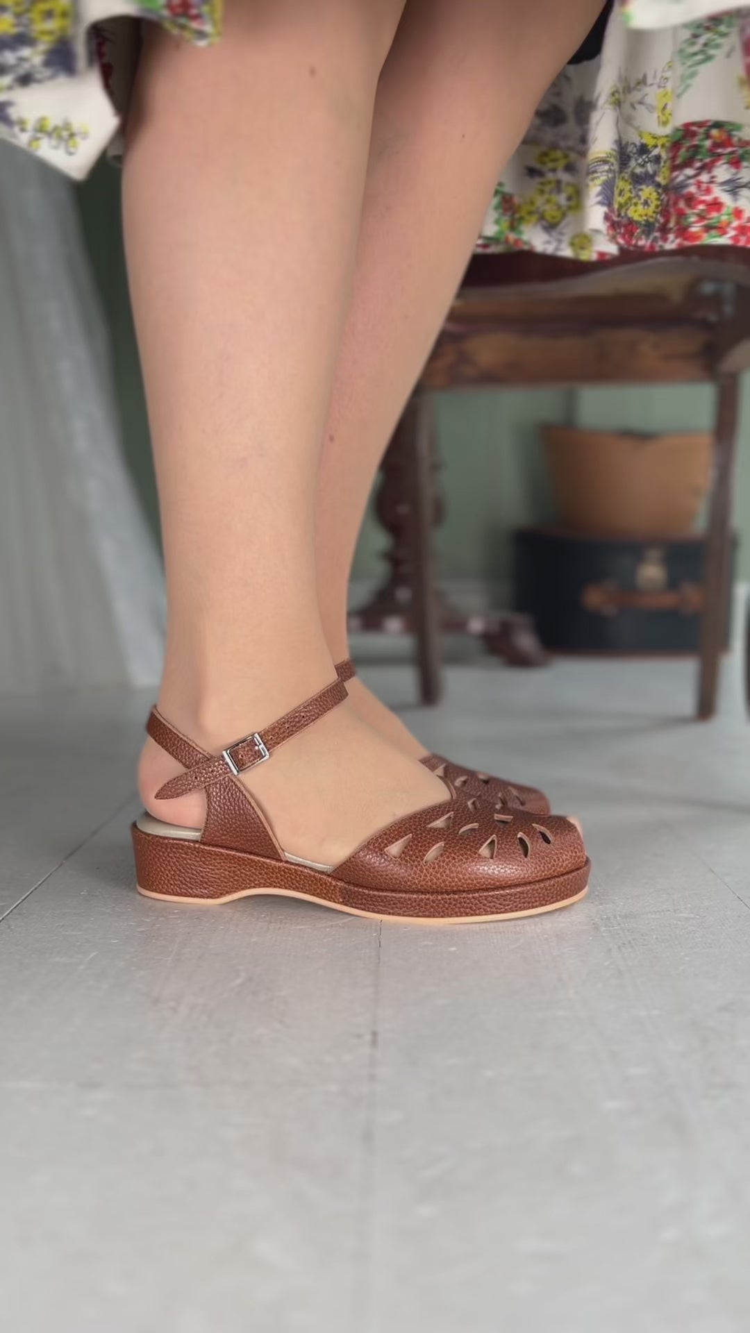 40' er / 50'er style sandal / wedge - Brun - Sidse
