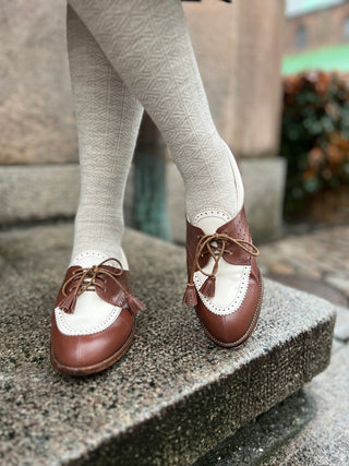 Wool tights - Cream / grey melange - Anita - memery