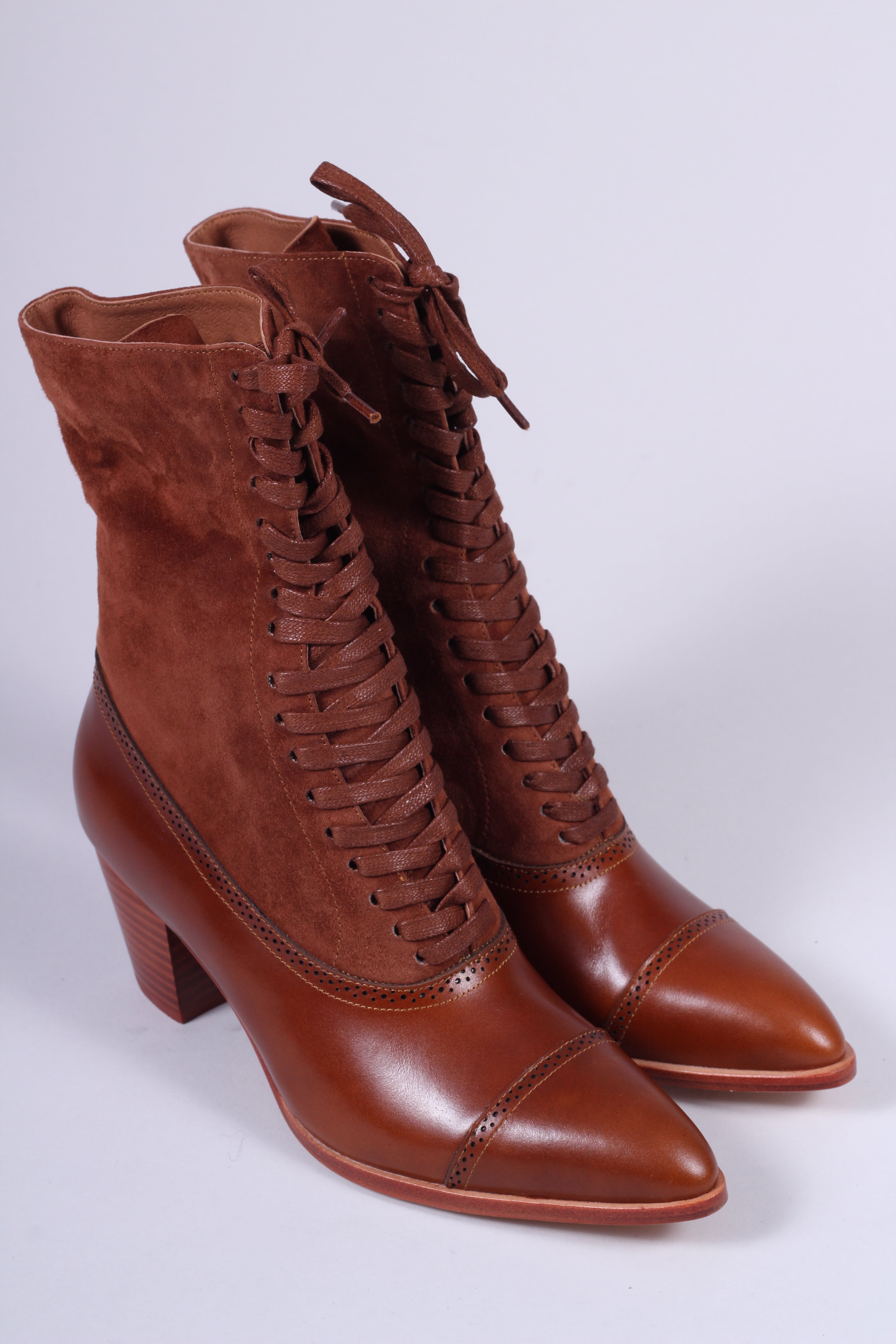 Edwardianske støvler 1900-1910 - cognac brun- Victoria