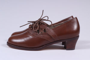 1930'er / 1940'er vintage style spadserer snøresko - nougat brun - Emily