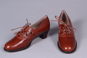 1930'er /1940'er vintage style spadserer snøresko - Cognac brun - Emily