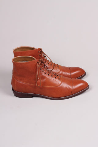 Men's Edwardian 10s / 20s style ankle leather boot - Cognac brown - William