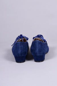 1940'er vintage style Oxford sko i ruskind - Lav hæl - Navy blå - Esther