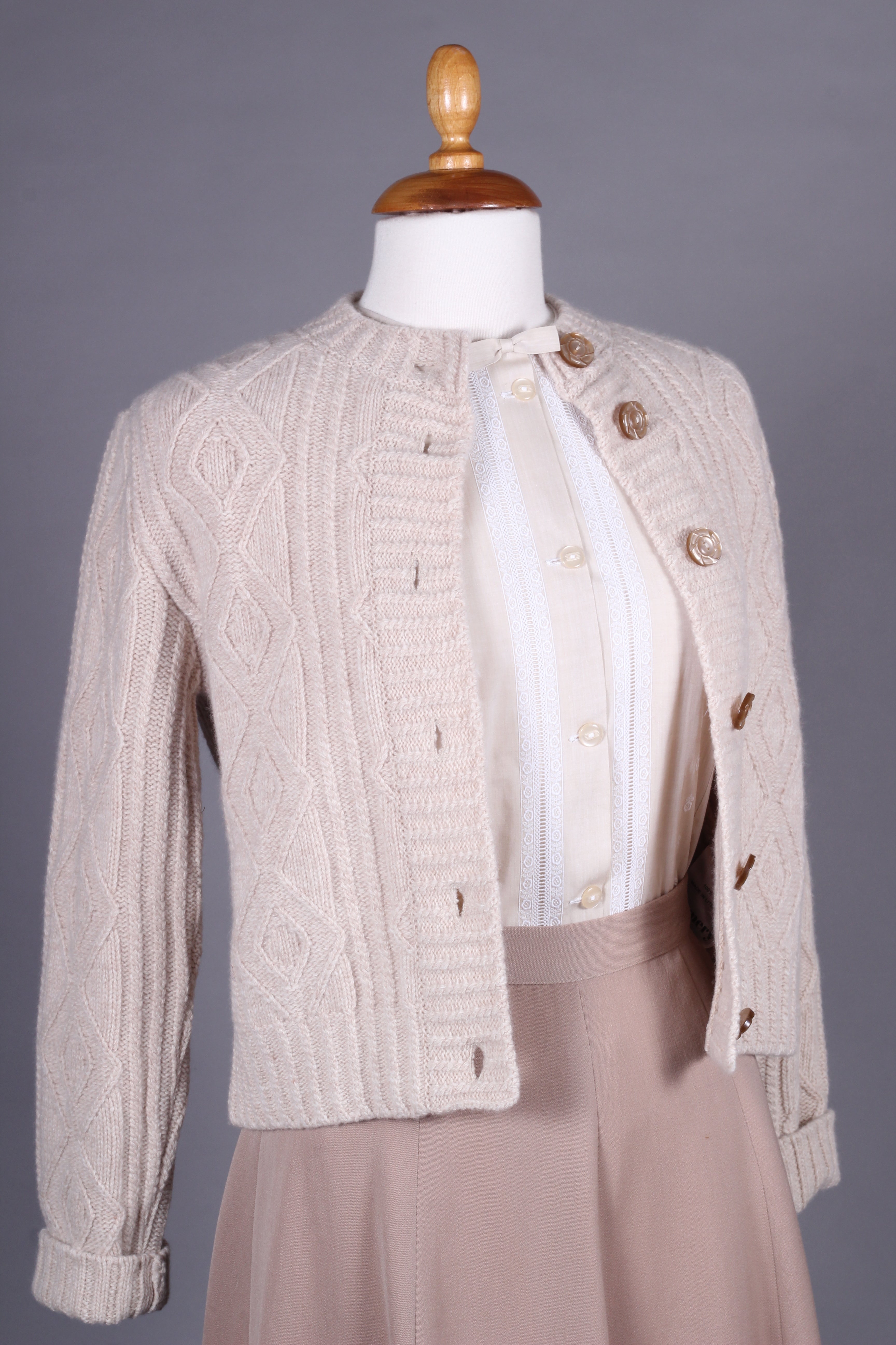 1940’er - 1960’er - Klassisk vintage style cardigan - Creme hvid  - Ingrid