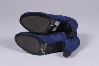 VEGAN shoes - 40s vintage style pumps with shoe lace - Navy Blue - Esther - memery